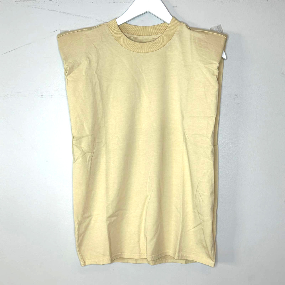 Sandrine Rose Oversized Shoulder Pad Crew Neck T-Shirt Sunflower Women XS NWT